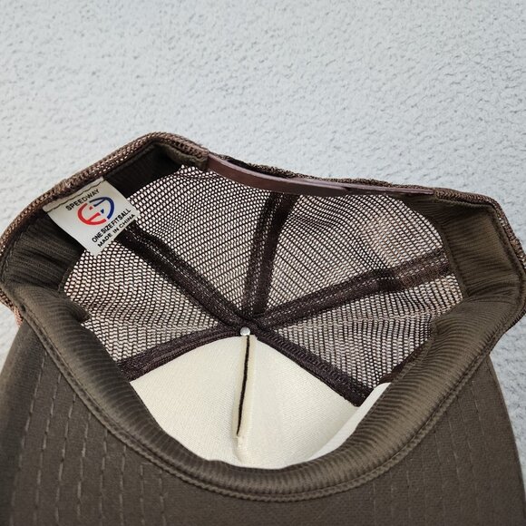 Vintage Trucker Hat Snapback Cap Buckle Up It's The Law Sheriff's Dept Brown 90s - Picture 9 of 10